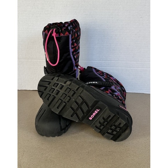 Sorel Snow Boots Womens Girls Flurry Print Boots Size 5 Multicolor Black Purple - Picture 4 of 4